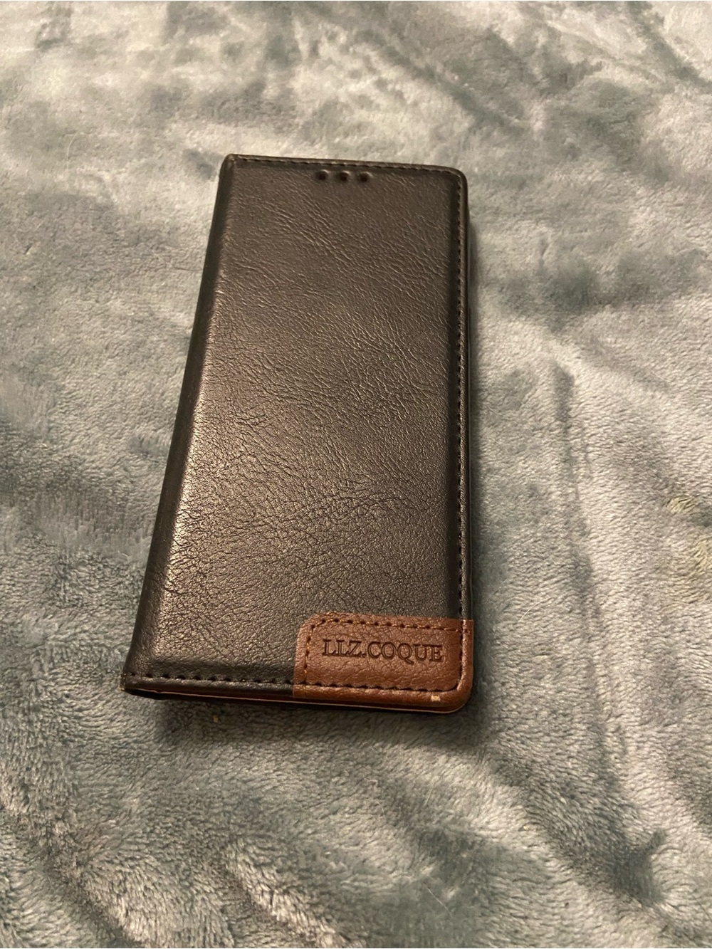 Samsung Black Folio Phone Case with Brown Accent